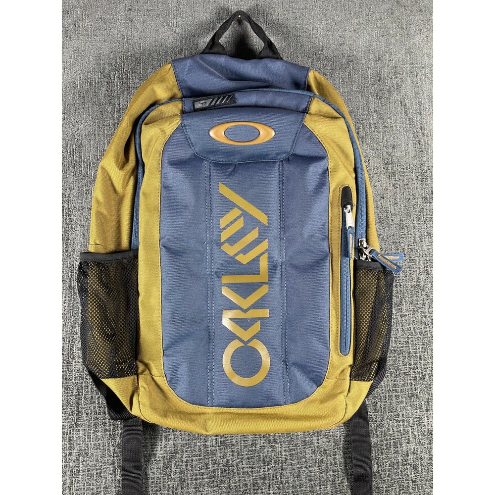 Oakley Backpack Blue Yellow Gold Logo Laptop Sleeve School Travel Bag